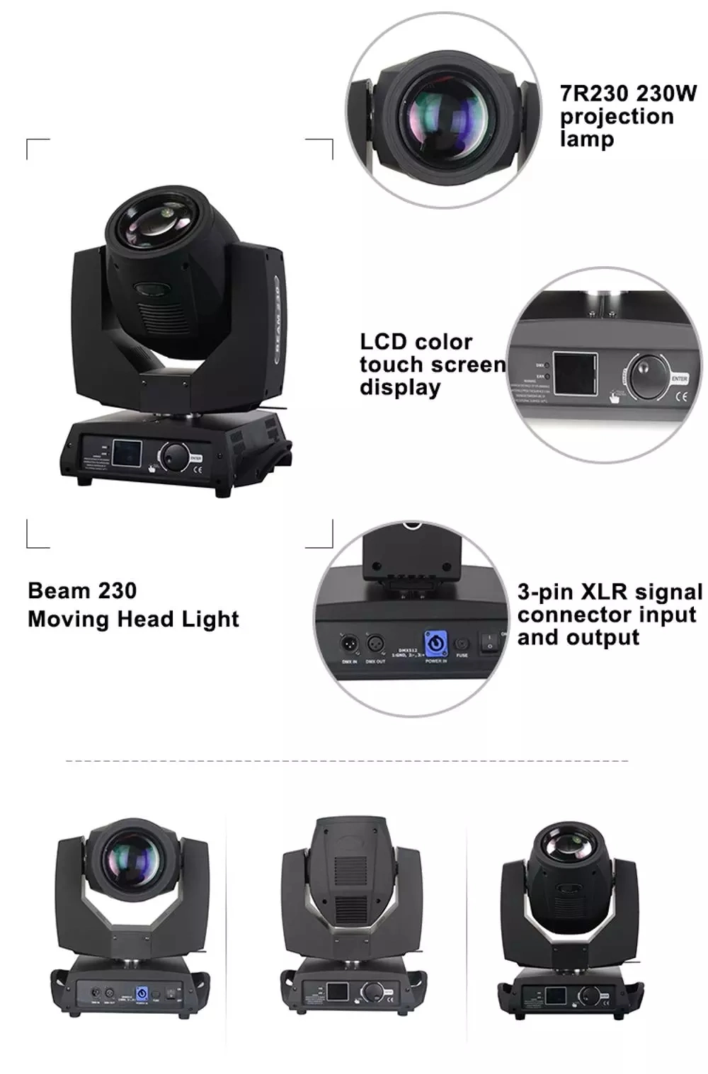 Sharpy Beam Moving Head Light 230 Watt Changeable Rotation Different Pattern Moing Head Light