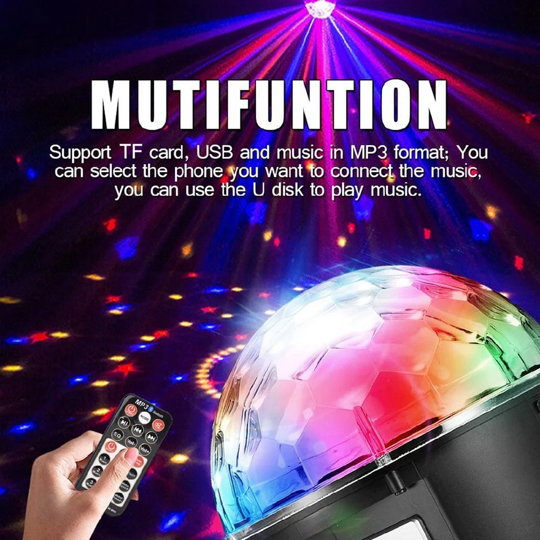 9color LED Stage Lights DJ Rotating Crystal Magic Ball Light Sound Activated Light with Remote Control