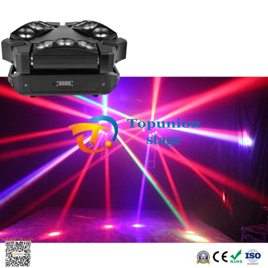 9PCS X 10W RGB LED Spider Beam Luz de cabeza móvil para fiesta de escenario de boda