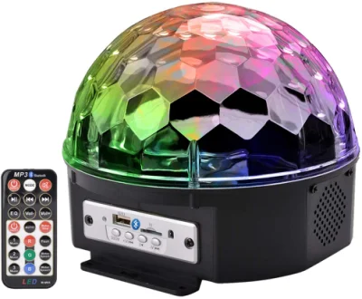 Luces de escenario LED de 9 colores, luz de bola mágica de cristal giratoria para DJ, luz activada por sonido con Control remoto