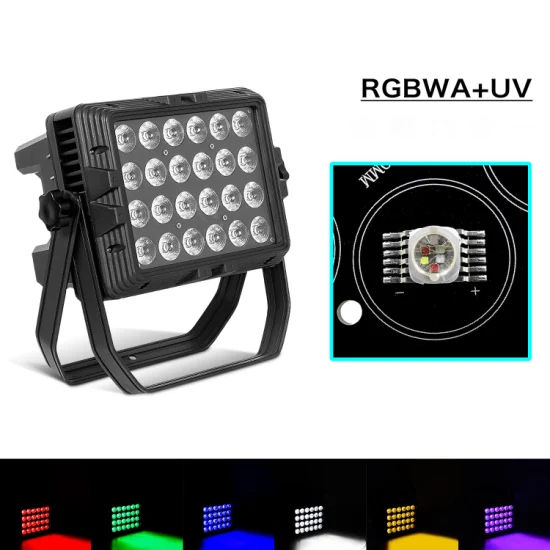 Venta al por mayor DJ Stage Bar KTV Nightclub Disco Equipment LED Wash 24PCS 24X15W 5in1 RGBWA IP65 Impermeable al aire libre Flat PAR Can Wall Washer Projector Effect Light