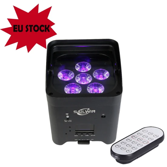 España Stock 6X18W Rgbaw+UV Batería WiFi LED Uplight Stage PAR Light